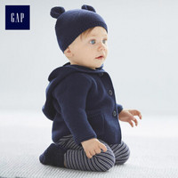Gap旗舰店 基本款纯色熊耳连帽针织开衫 215587 靛蓝色 73cm(6-12月)