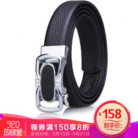 梦特娇(MONTAGUT)女士皮带自动扣韩版牛仔裤带细款牛皮简约腰带R253214031A黑色