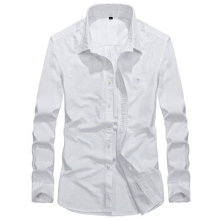 富铤（FORTEI ）长袖衬衫男士休闲纯色简约时尚衬衣男装 798166 白色 3XL