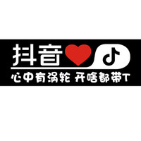 车动力 抖音车贴汽车贴纸反光贴文字 抖音同款汽车用品车贴纸 单行字:心中有涡轮 开啥都带T 抖音车贴