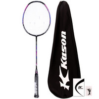 凯胜（KASON）超轻型5U全碳素纤维羽毛球单拍Feather K110 黑蓝色（已穿线）