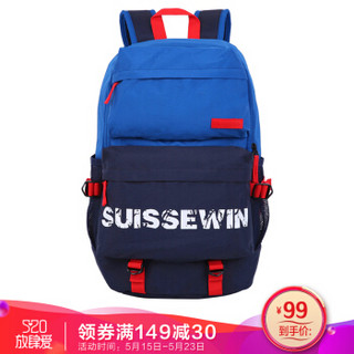 SUISSEWIN 瑞世 瑞世（SUISSEWIN）双肩包 休闲运动包 轻便时尚多功能旅行背包 SNK17010蓝色/藏青