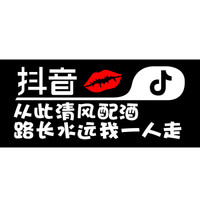 车动力 抖音车贴汽车贴纸反光贴文字 抖音同款汽车用品车贴纸 单行字:从此清风配清酒 抖音车贴