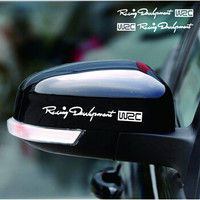 车动力 汽车后视镜贴纸 赛车运动汽车贴纸 Racing(全白)两条装