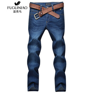 Fuguiniao 富贵鸟 牛仔裤男时尚修身薄款直筒牛仔长裤 17036FG9063