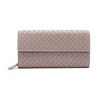 BOTTEGA VENETA 宝缇嘉 BV 女士石灰色羊皮编织长款钱包钱夹 150509 V001N 2304