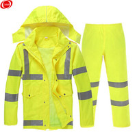 谋福 8010系列 荧光黄反光雨衣 分体交警雨衣雨裤套装交通执勤雨衣骑行雨衣（荧光黄分体款 M160）