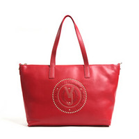 VERSACE 范思哲 女士红色聚酯纤维铆钉装饰单肩购物袋E1VSBBR1 70718 331