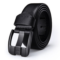 高尔夫GOLF头层牛皮男士皮带时尚针扣皮带男款裤带商务休闲腰带礼盒P8BV14902J黑枪色