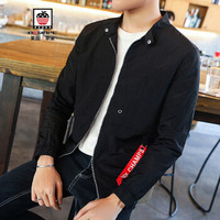 AEMAPE/美国苹果 夹克男士薄款青年外套立领夹克衫棒球服潮流时尚男装 PJ78 黑色 XL