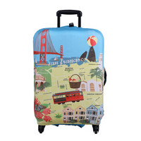 LOQI行李箱保护套 防水防雨防尘耐磨 时尚旅行拉杆箱保护套 艺术系列 旧金山 S码 适用于19-22英寸行李箱