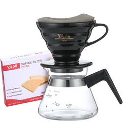 库存少：亚米（Yami）家用手冲咖啡壶玻璃套装陶瓷滤杯咖啡器具 *2件 +凑单品