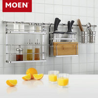 摩恩（MOEN）厨房挂件置物架套装 双层菜板刀架 双层调味品架 双筒筷桶架 100cm挂杆  kac02
