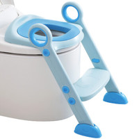 世纪宝贝（babyhood）儿童马桶圈带梯坐便器 PU坐垫 男女通用 蓝色 BH-122