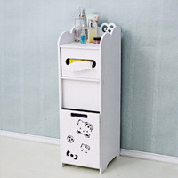 EDO 卫生间置物架马桶边柜侧柜 浴室收纳柜储物柜 带垃圾桶 欧式卧室书籍收纳架抽屉柜 TH1285