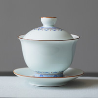 丹雅 陶瓷盖碗泡茶杯三才茶碗手绘青花功夫茶具 景德镇礼品