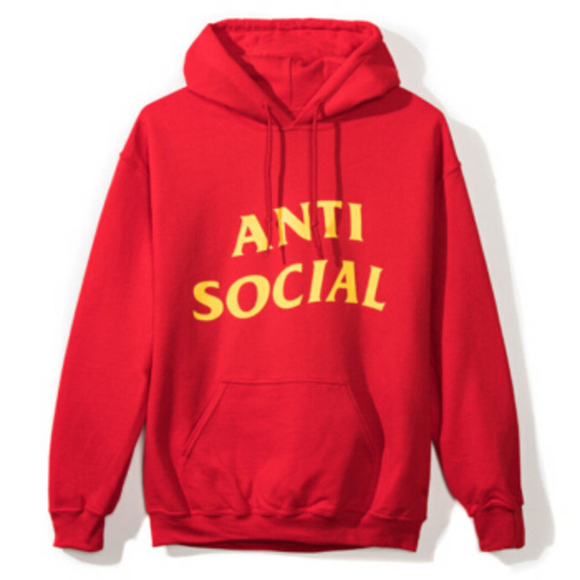 ANTI SOCIAL SOCIAL CLUB ASSC 中性款红色黄字连帽卫衣 ASSW338-XS