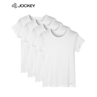 居可衣（JOCKEY）男士运动T恤短袖棉质舒适透气打底背心纯色吸汗4件装 100白 L