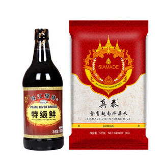 珠江桥牌 特级酱油 1000ml 真泰 金香越南进口 水晶米 5KG 组合优惠套装