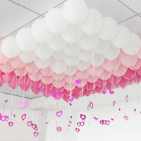柯丽影 100个亚光3色雨丝吊坠气球套装粉色 儿童成人生日布置求婚表白结婚庆典用品装饰礼品 送点胶气筒