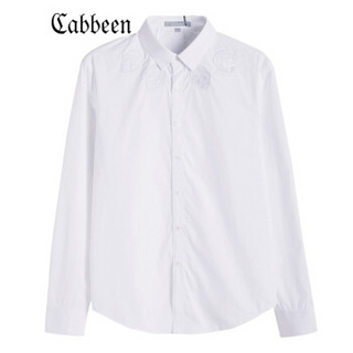 CABBEEN 卡宾 男装立领纯棉长袖衬衫个性人物图案休闲上衣潮B 3163109020
