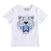 KENZO KIDS 高田贤三 奢侈品童装 女童白色棉质虎头印花短袖T恤 KM10708 01