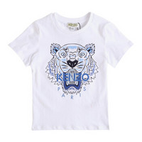 KENZO KIDS 高田贤三 奢侈品童装 女童白色棉质虎头印花短袖T恤 KM10708 01 2A