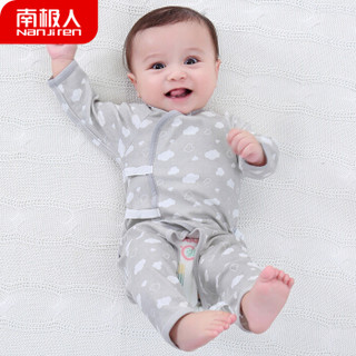南极人 Nanjiren 婴儿衣服新生儿系带内衣套装0-3-6个月宝宝和尚服春秋装 白色小云朵-银灰 59