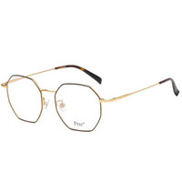帕莎（Prsr）平光防蓝光复古多边金属轻眼镜框潮男女通用眼镜架框架PJ66183-COL.118