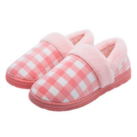 恋家 棉拖鞋包跟冬季格子情侣棉鞋保暖女浅粉38/39 LJ1805