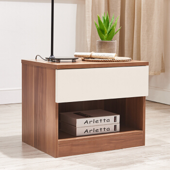 A家家具 床头柜 简约现代  A036 棕色 板木结合
