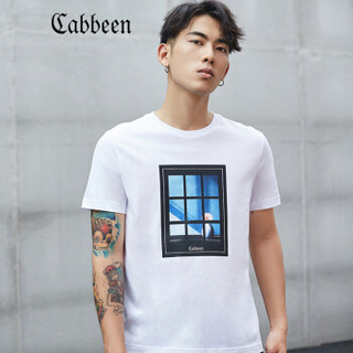 CABBEEN 卡宾 卡宾男装夏季短袖时尚印花青年半截袖潮牌宽松T恤衫上衣B 3182132575