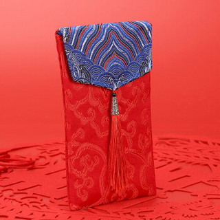 唐绣（TONSILK）创意万元布艺红包袋结婚庆用品利是封个性新年压岁红包封C008-4波浪蓝