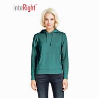 INTERIGHT卫衣女连帽套头毛圈外套 松石绿 M