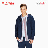 INTERIGHT卫衣男连帽开衫毛圈卫衣外套 深蓝色 XL