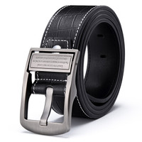高尔夫GOLF头层牛皮皮带男士复古针扣裤带商务休闲 腰带礼盒P8BV11888J黑珍珠枪