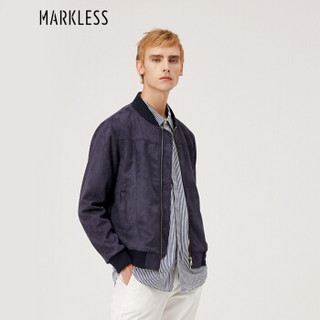 Markless 夹克男休闲时尚麂皮绒青年棒球服外套JKA8101M藏青色180/XL