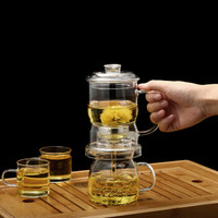 金镶玉 玻璃茶具套组 创意自动玻璃泡茶器 全自动茶具耐热防爆水具功夫茶具