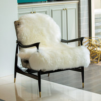 裘朴 羊毛沙发垫椅垫 欧式多功能沙发毯 纯羊毛皮毛一体整张羊皮 85规格1P 象牙色