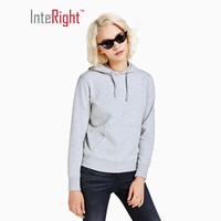 INTERIGHT卫衣女连帽套头毛圈外套 花灰 M