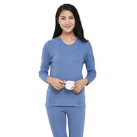 YOUR SUN 宜而爽 秋衣女保暖内衣女 中厚型柔软透气圆领长袖保暖上衣女 1641611 月光蓝PT17-4015 L/165