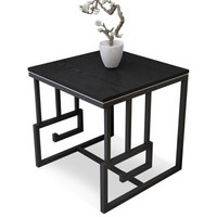 帅力 边桌边几 新中式小方桌正方形钢木茶几 黑色SL8105C