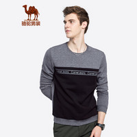 骆驼（CAMEL）男装 青年时尚撞色休闲卫衣套头圆领抓绒上衣男D8Q355295花灰_XL