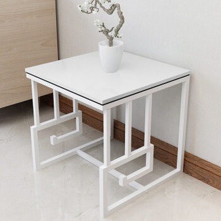 帅力 边桌边几 新中式小方桌正方形钢木茶几 白色SL8106C