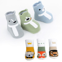 9i9久爱久婴儿袜子宝宝加厚毛圈袜6双装点胶防滑地板袜1800704