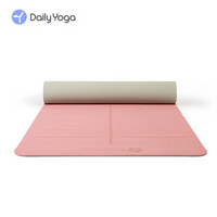 每日瑜伽Daily Yoga初学者男女单人瑜伽垫子  无味防滑家用愉佳垫  体位线薄款TPE厚度6MM 樱粉/雾灰