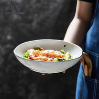 佳佰 陶瓷餐具北欧简约线条浮雕心系列 釉下家用饭盘深盘鱼盘 8.25英寸大汤盘 (微波炉可用)