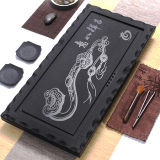 商品元青 乌金石茶盘(multipotent) 手工雕刻天然乌金石之吉祥如意