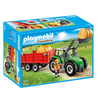 Playmobil摩比世界 德国进口儿童情景玩具农场大拖拉机系列6130