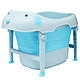 日康（rikang)婴儿洗澡盆儿童洗澡桶浴桶可折叠搭配婴儿洗澡网适用于0岁以上(蓝色)RK-X1018-1